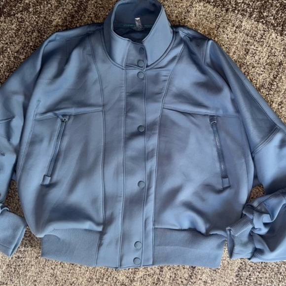 Free People Slate Blue Bomber Jacket - Picture 6 of 7